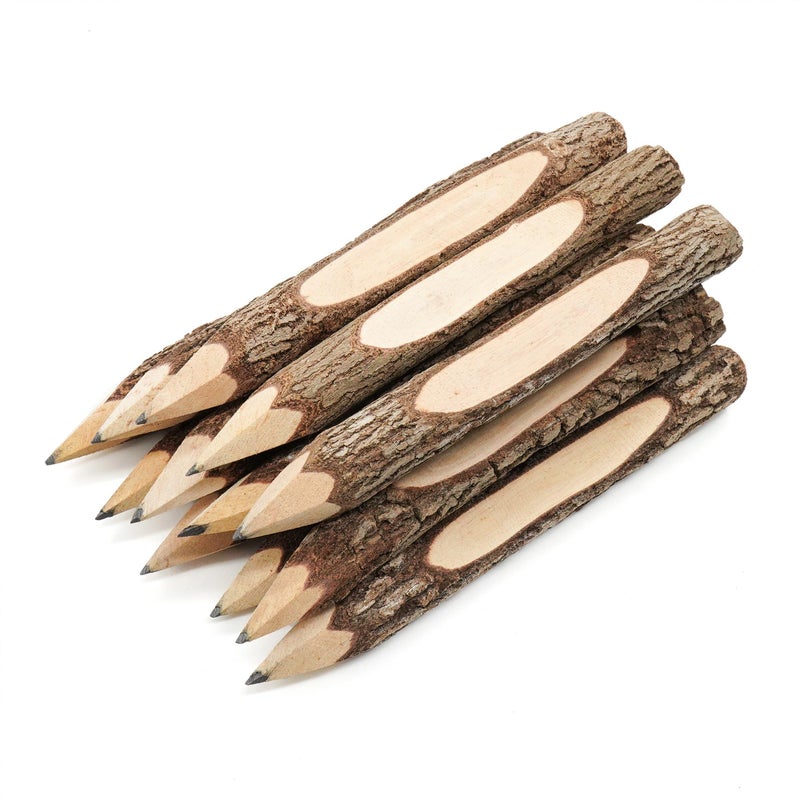 Bsiri Pencil Wood Favors Of Graphite Wooden Tree Rustic Twig Pencils Birch Of 12 Camping Lumberjack Decorations Party Supplies Novelty Gifts Bark Pencils Gifts (5 Inch Personalized) - Image 1