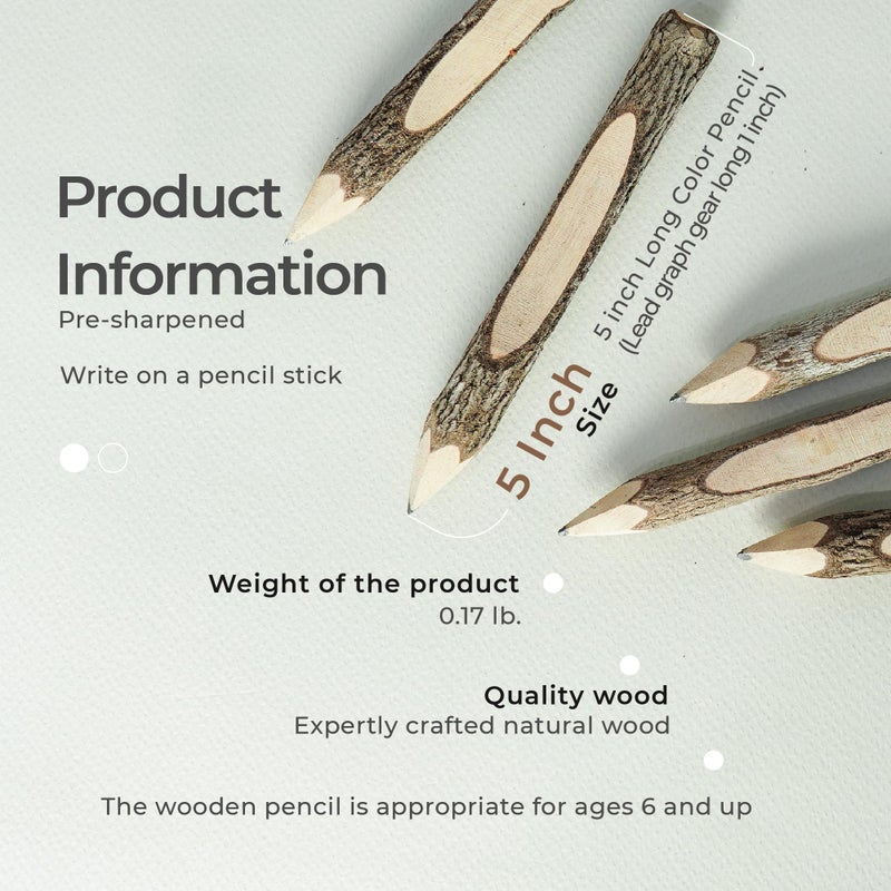 Bsiri Pencil Wood Favors Of Graphite Wooden Tree Rustic Twig Pencils Birch Of 12 Camping Lumberjack Decorations Party Supplies Novelty Gifts Bark Pencils Gifts (5 Inch Personalized) - Image 5