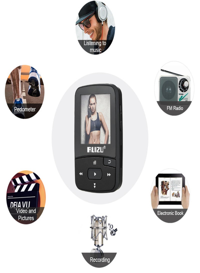 رويزو مشغل MP3 MP4 من RUIZU X50، سعة 8 جيجابايت، 1.5 بوصة، جودة صوت عالية الدقة، عداد خطوات، بطاقة TF، راديو FM، تسجيل، كتاب إلكتروني، تقويم الوقت - Image 5