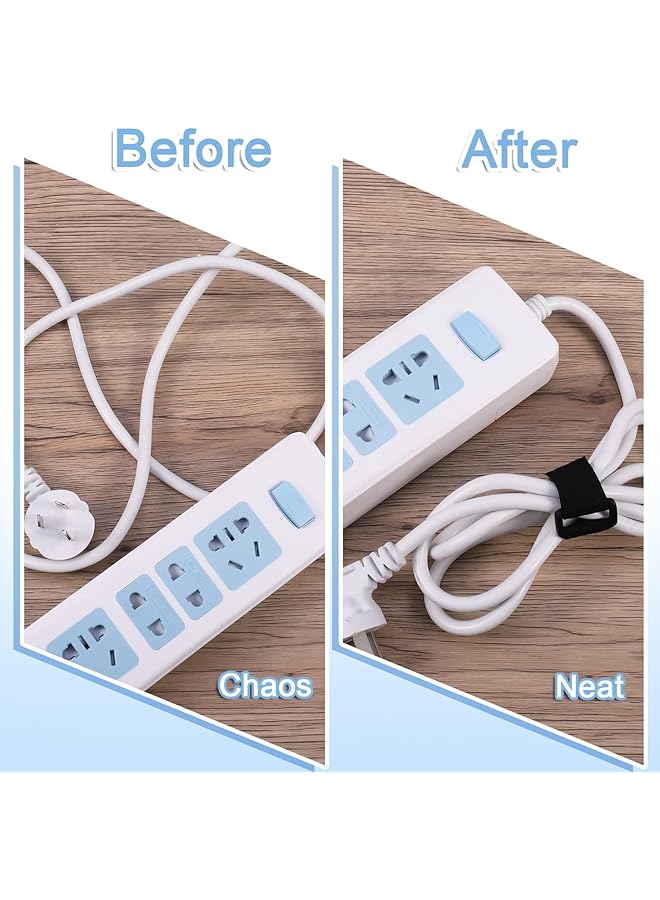 إيروريكس أربطة كابلات فيلكرو 10 أمتار أحزمة كابلات فيلكرو قابلة للتعديل شديدة التحمل مع 50 مشبك قطعتين من حزام التثبيت الذاتي الخطاف والحلقة لترتيب الكابلات وإدارة الأسلاك ومنظم الأسلاك - Image 4