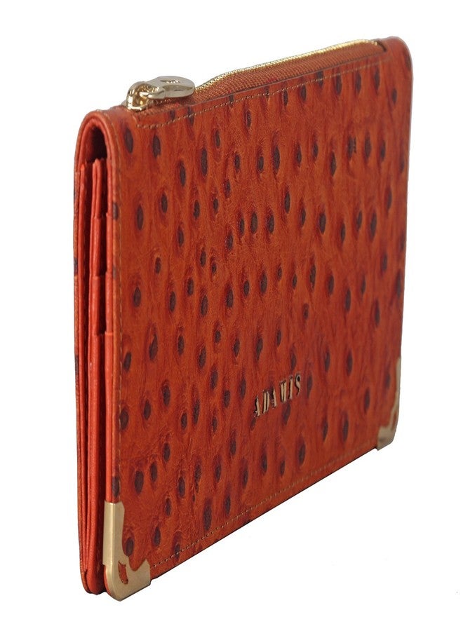 Adamis Leather Women's Clutch Cum Wallet W314 Orange - Image 3