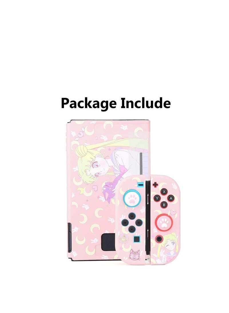 Switch Protective Coverlovely Liquid Silicone Protective Case for Switch Soft Slim Grip Cover Shell for Console and Joy Con Scratch Crack Resistant Easy Install Sailor Moon - Image 3