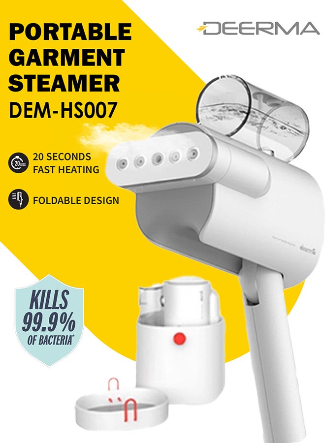 Deerma Portable Handheld Steamer – 100ml Capacity, High-Power Performance, Lightweight & Compact Design, Ideal for Quick Wrinkle Removal, Garment Care, and Travel-Friendly Use 100 ml 999 W HS007 White - Image 1