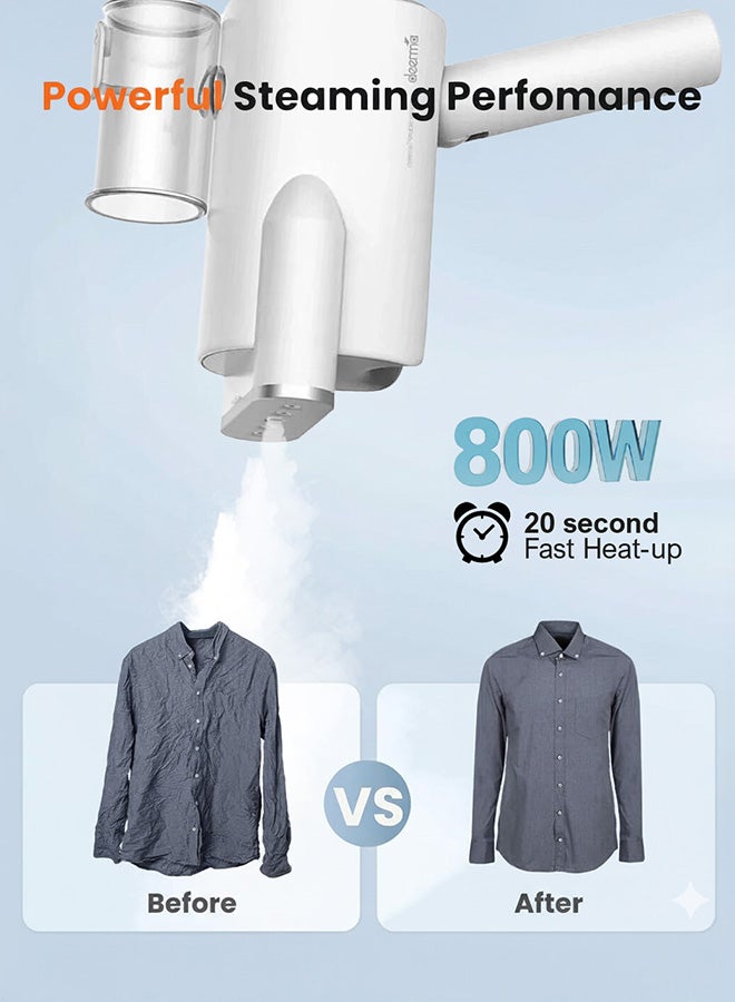 Deerma Portable Handheld Steamer – 100ml Capacity, High-Power Performance, Lightweight & Compact Design, Ideal for Quick Wrinkle Removal, Garment Care, and Travel-Friendly Use 100 ml 999 W HS007 White - Image 3