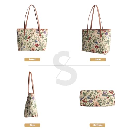 Signare Tapestry Shoulder Bag for Woman Travel or Work Tote Bags for Women In Floral Morning Garden Design|COLL-MGD - Image 2