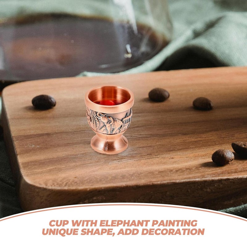 ABOOFAN Vintage Copper Shot Glasses, Embossed Metal Liquor Goblets, Retro Reddish-brown Small Wine Cups for Home Bar and Table Decor - Image 3