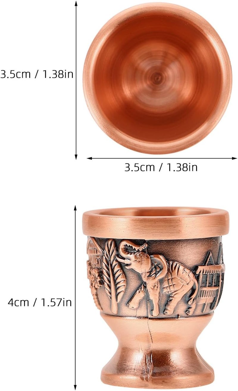 ABOOFAN Vintage Copper Shot Glasses, Embossed Metal Liquor Goblets, Retro Reddish-brown Small Wine Cups for Home Bar and Table Decor - Image 2