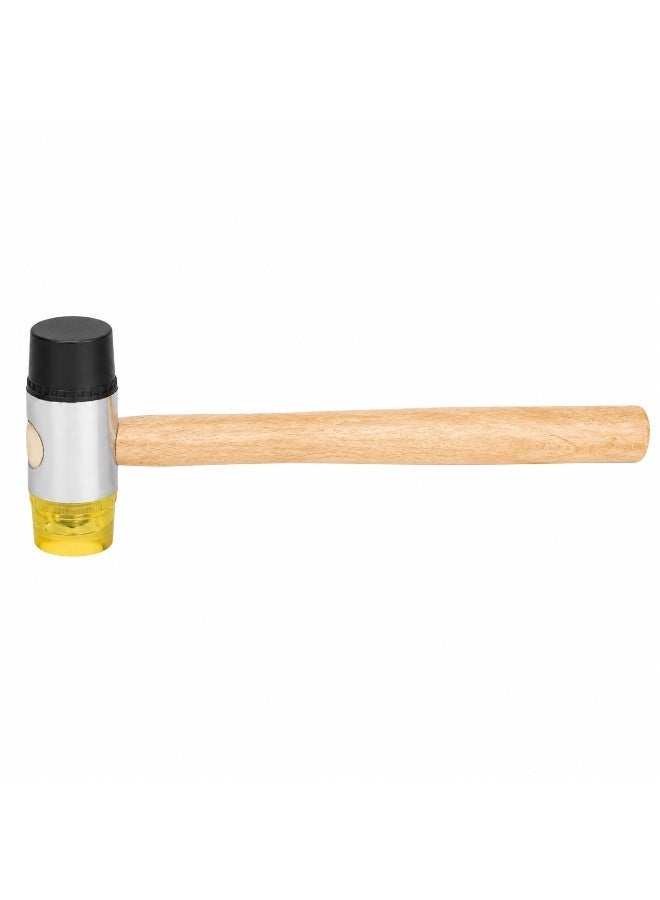 Mallet Hammer 35mm with Wooden Handle, Non-Marring Replaceable Plastic Heads for Furniture, Woodworking, Tile, DIY and General Repair - Image 1