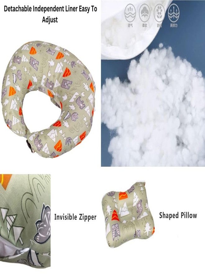 VOIDROP Feeding Pillow for Babies & Mothers Nursing Pillow for Breastfeeding Bottle Feeding Soft Cotton Cover Comfortable Support Cushion for Mom & Infant Washable & Durable (Printed Green) - Image 2