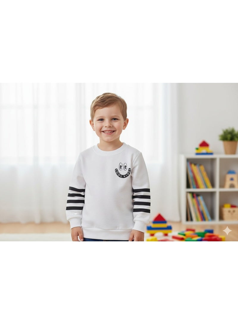 Children's Melton cotton sweatshirt, white - Image 1