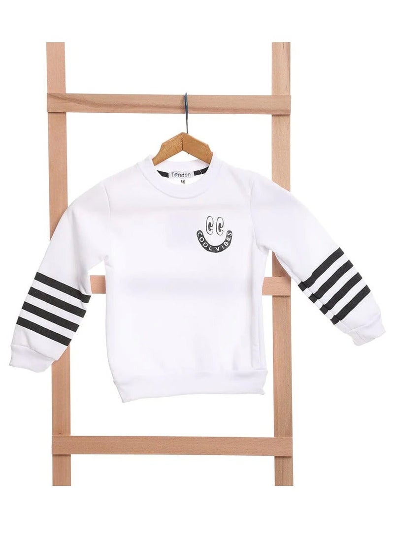 Children's Melton cotton sweatshirt, white - Image 3
