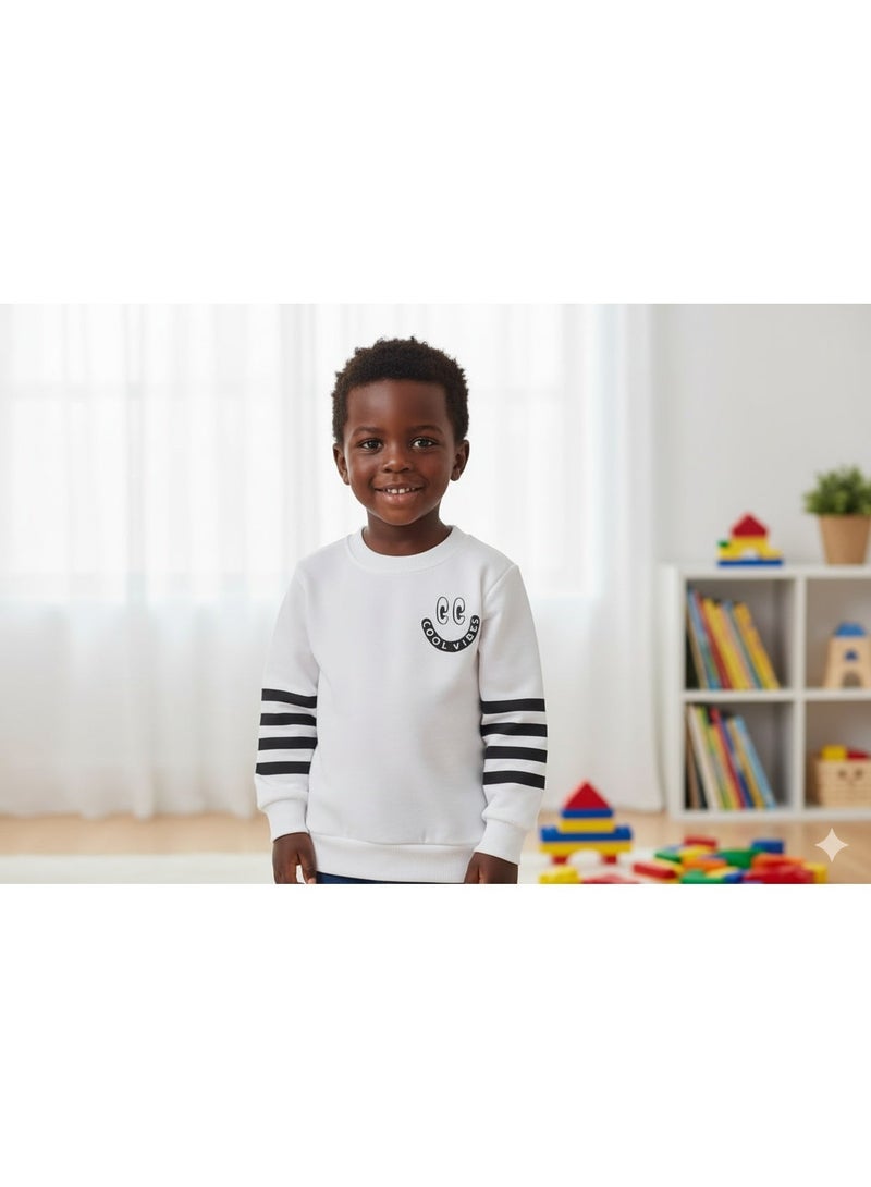Children's Melton cotton sweatshirt, white - Image 2