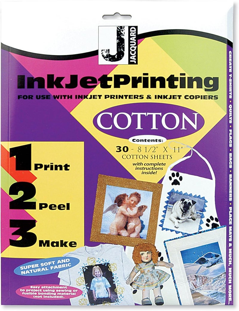 Jacquard Ink Jet Fabric Cotton Sheets - 8.5'' x 11'' (30 Pack)