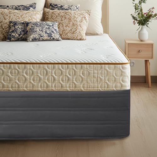 Ramesses Bed Skirt King Size with 14 inch Drop,Blended Quilted Bedframe Cover, Box Spring Cover,Wrap Around Bed Skirt,Fade Resistant Dust(Charcoal, King) - Image 1
