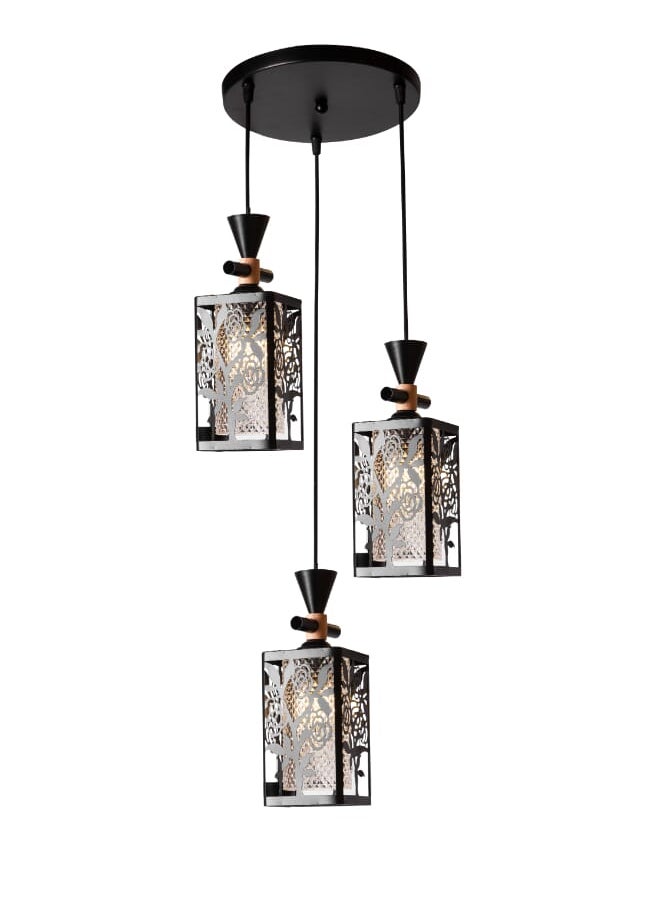 Best Power - Elegant 4320-3 Geometric Pendant Light With Three Lights – Adjustable Height E27 Ceiling Lamp, Perfect for Dining Room, Living Room & Hallways - Image 1