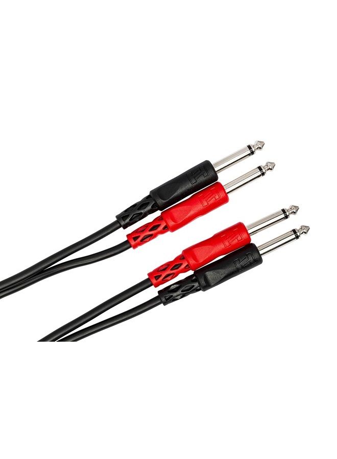 كابل توصيل ستيريو مزدوج Hosa CPP-202 1/4" TS إلى 1/4" TS، 2 متر