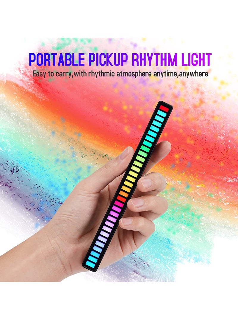 Sound Activated Lights RGB 32 LED Rhythm Light Bar 18 Colors Mode Voice Activated Light Colorful Music Light Ambient Light Sound Level Indicator Music Spectrum Meter Audio Display Visualizer for Car Gaming Room Decoration DJ  - Image 2