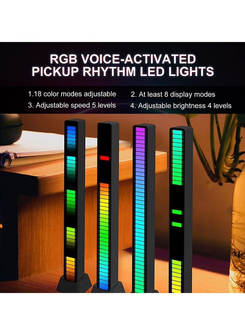 Sound Activated Lights RGB 32 LED Rhythm Light Bar 18 Colors Mode Voice Activated Light Colorful Music Light Ambient Light Sound Level Indicator Music Spectrum Meter Audio Display Visualizer for Car Gaming Room Decoration DJ  - Image 4