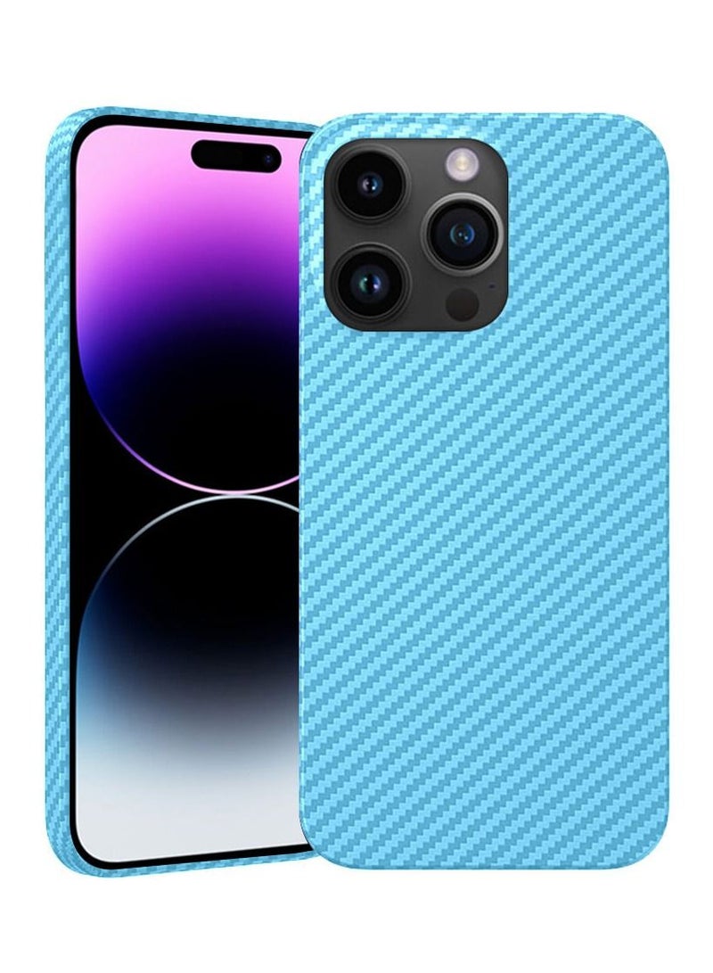 Berlia iPhone 14 Pro Max Case Carbon Fiber Texture Anti-Fingerprint Slim Shockproof Cover 6.7 inch Light Blue - Image 1