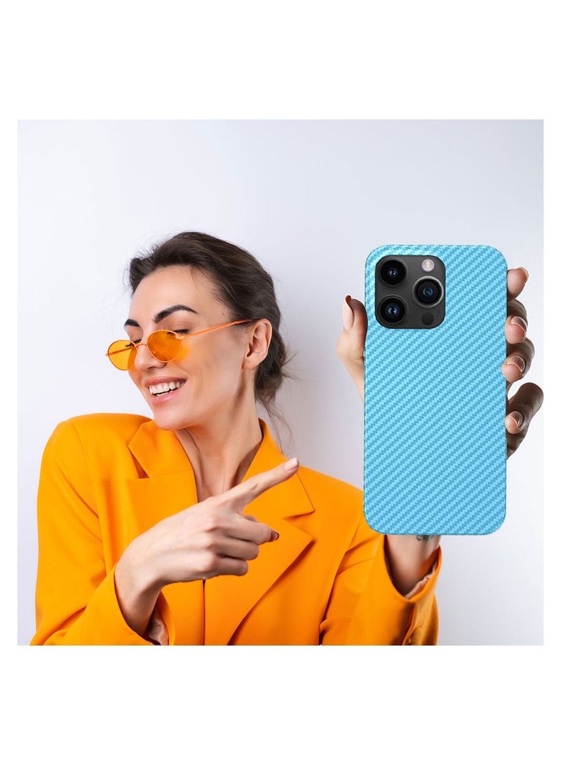 Berlia iPhone 14 Pro Max Case Carbon Fiber Texture Anti-Fingerprint Slim Shockproof Cover 6.7 inch Light Blue - Image 5