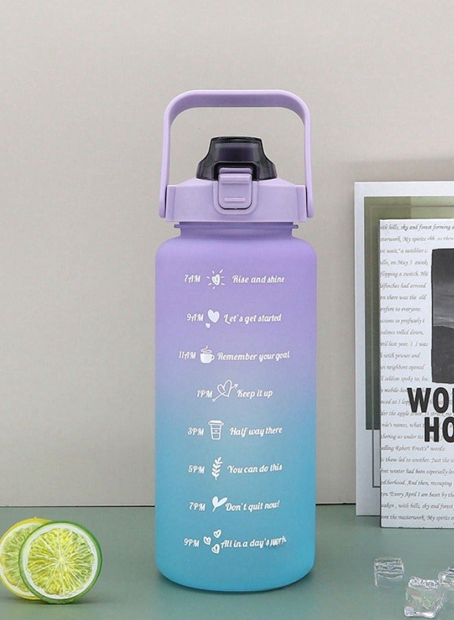 Space Gradient Color Frosted Cup Water Bottle Outdoor Sports Water Bottle Blue and Purple 2000ml - Image 1