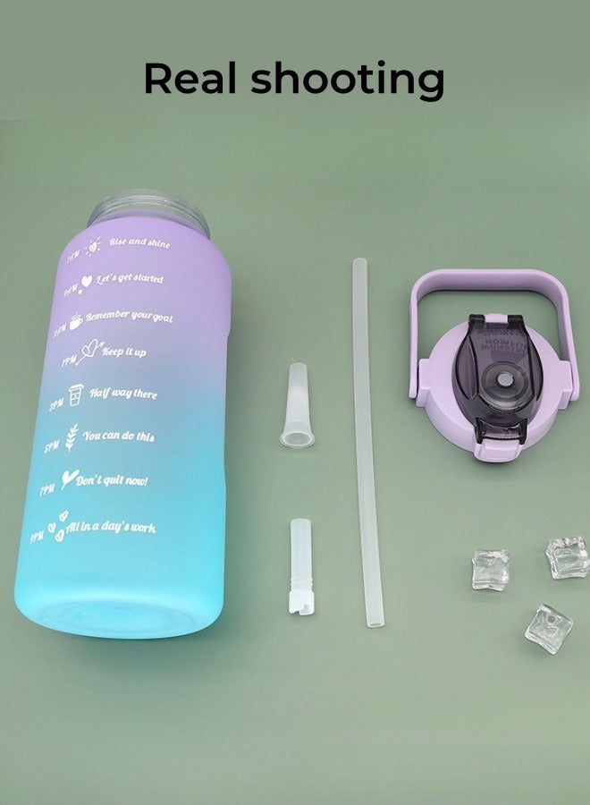 Space Gradient Color Frosted Cup Water Bottle Outdoor Sports Water Bottle Blue and Purple 2000ml - Image 5