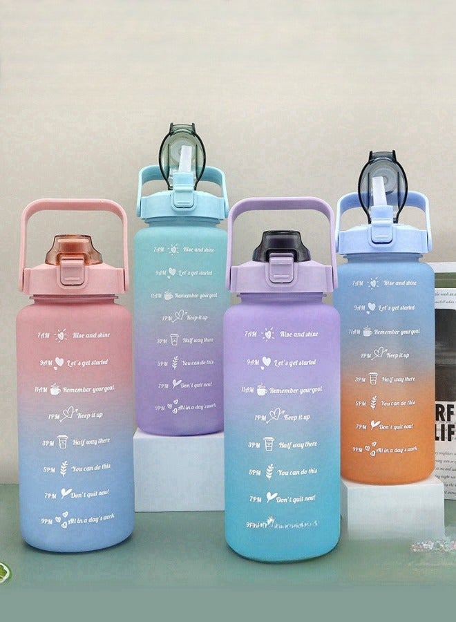 Space Gradient Color Frosted Cup Water Bottle Outdoor Sports Water Bottle Blue and Purple 2000ml - Image 2