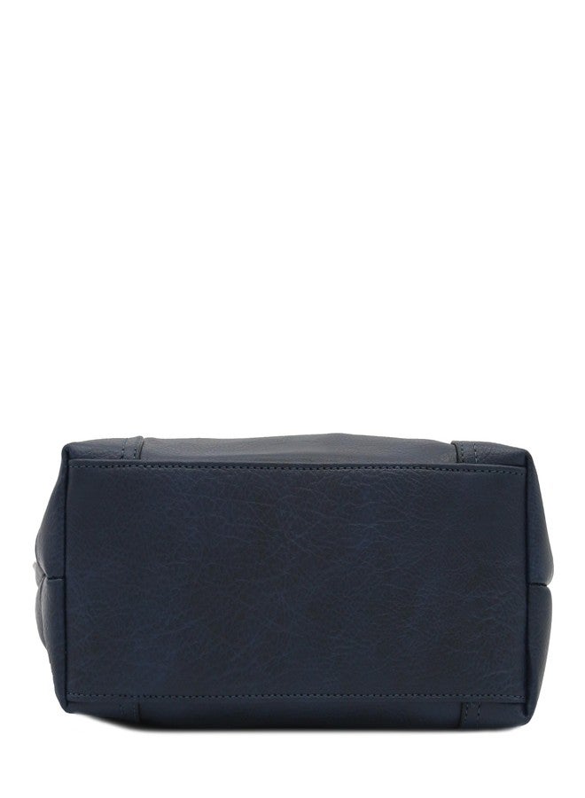 Alyssa Hobo Shoulder Bag with Big Snap Hook Hardware (Navy) - Image 4