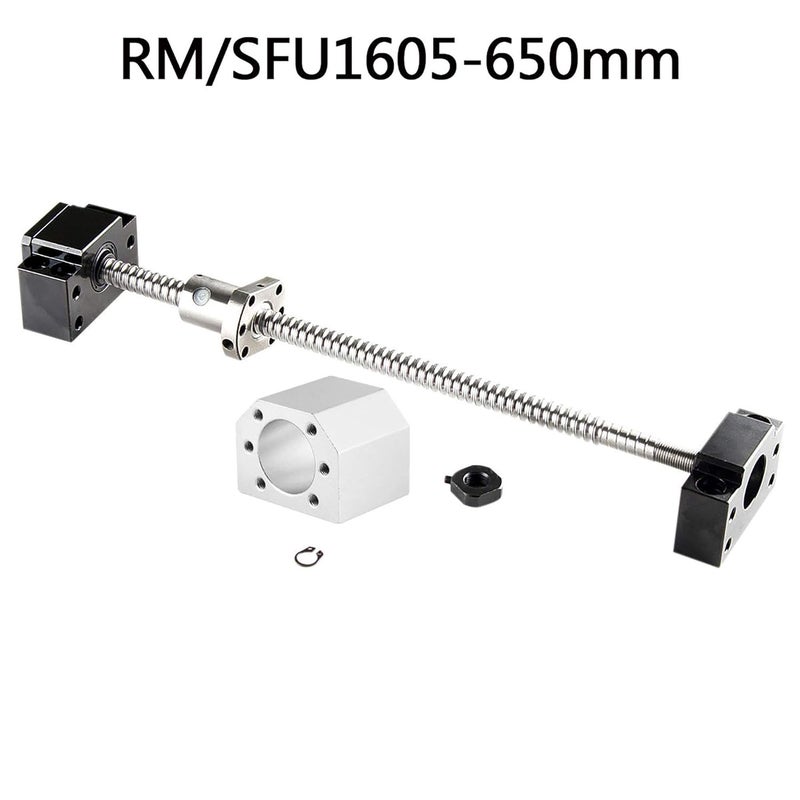 CHUANGNENG Ballscrew kit SFU1605 RM1605 650mm Ball Screws Bearings + Set BK/BF12 Kits End Support Ballnut Housing,with end Machining,Length Approx 25.59inch / 650mm for CNC Machine - Image 2