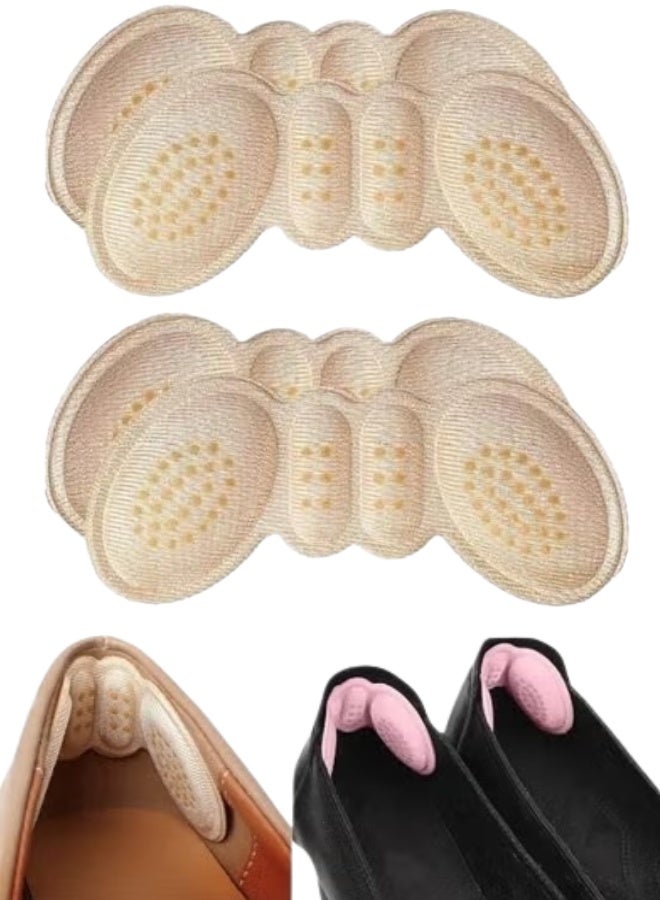 Happy Home 4 Pack Silicone Heel Grips Liner Cushions Inserts for Loose Shoes, Heel Pads Snugs for Shoe Too Big Men Women, Filler Improved Shoe Fit and Comfort, Prevent Heel Slip and Bliste (Black-Biege) - Image 1