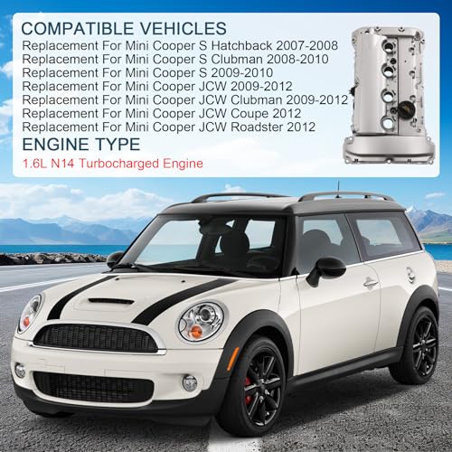 JDMSPEED Upgraded Aluminum Engine Valve Cover with Gaskets 11127646555 Replacement for Mini Cooper S JCW R55 R56 R57 R58 R59 1.6L N14 Turbocharged Engine Replace 11127561714, 11127572854, 11127585907 - Image 2