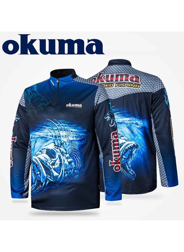 أوكوما قمصان الصيد الأصلية من OKUMA، مسامية وتمتص العرق وتوفر حماية من الشمس للأنشطة الرياضية في الهواء الطلق PA01T016B. - Image 1