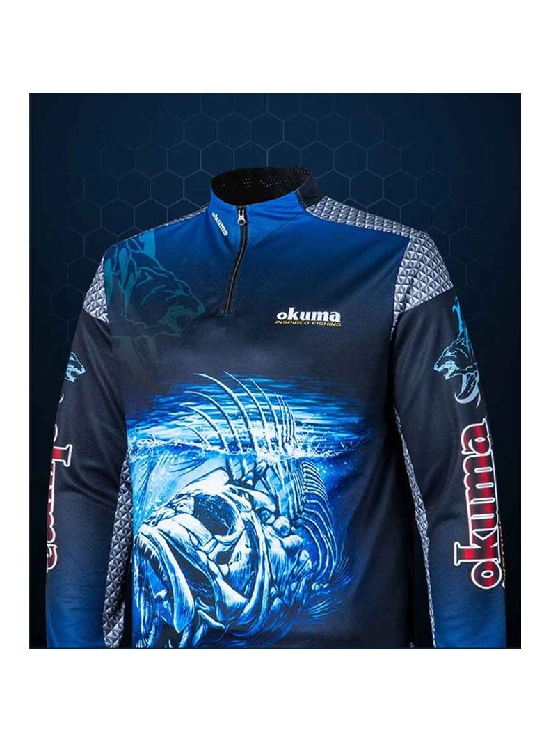 أوكوما قمصان الصيد الأصلية من OKUMA، مسامية وتمتص العرق وتوفر حماية من الشمس للأنشطة الرياضية في الهواء الطلق PA01T016B. - Image 2