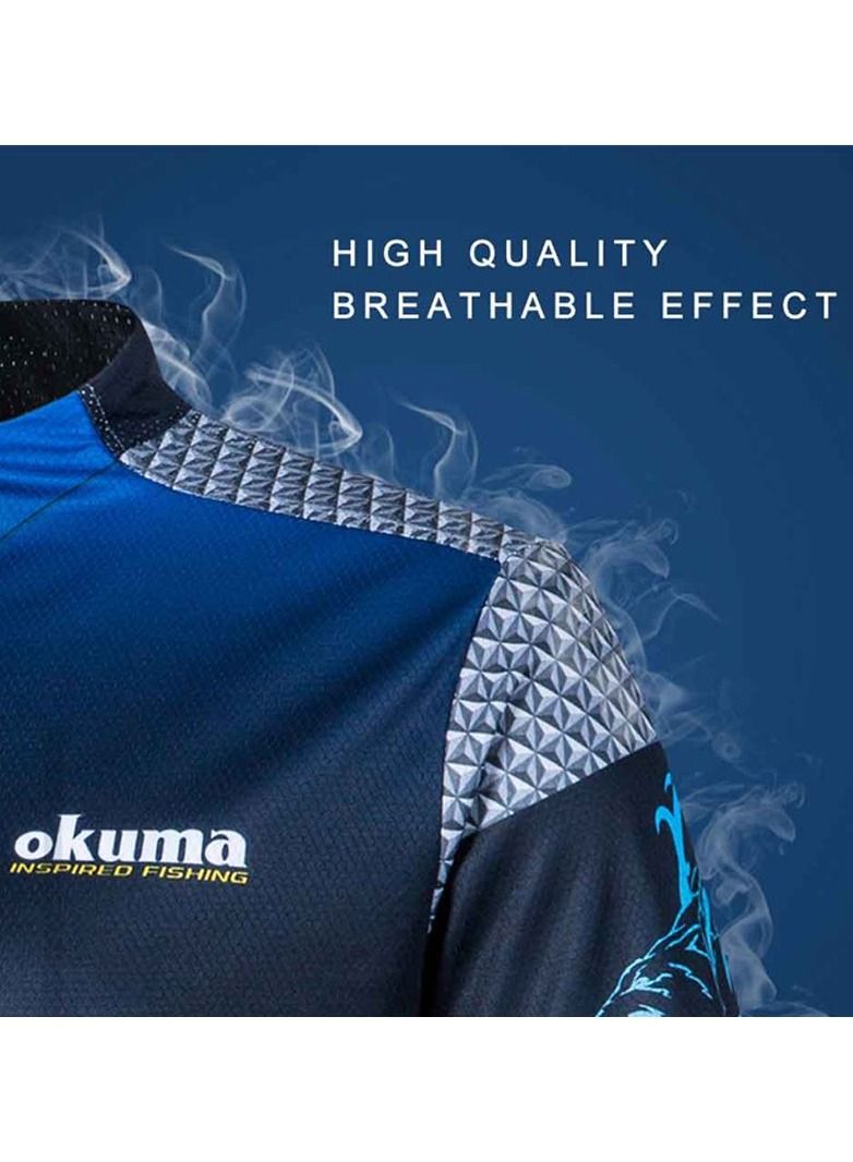 أوكوما قمصان الصيد الأصلية من OKUMA، مسامية وتمتص العرق وتوفر حماية من الشمس للأنشطة الرياضية في الهواء الطلق PA01T016B. - Image 4