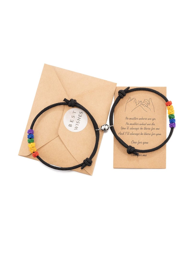 Zikra Magnetic Bracelet Set, Couple Jewelry Bracelet Set, Bracelet Graduation Gift, for Couple Bestfriend Men, Women, Valentine's Day, Engagement, Thanksgiving's Day, Wedding Rainbow - Image 1