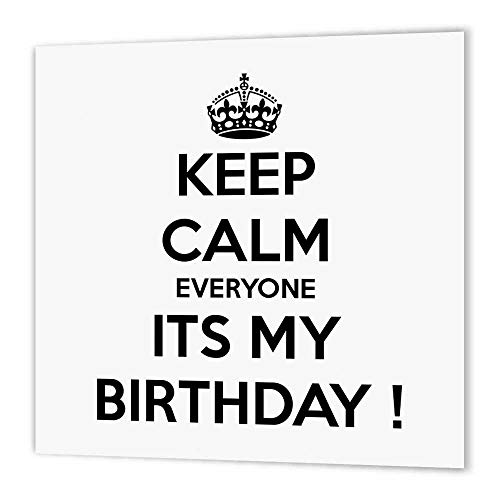 3DROSE 3dRose ht_163848_3 Keep Calm Everyone Its My Birthday, Black and White Iron on Heat Transfer, 10 by 10-Inch, for White  - Image 1