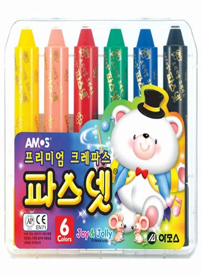 Amos Premium Non-toxic Silky Crayon Pasnet 6 Colors