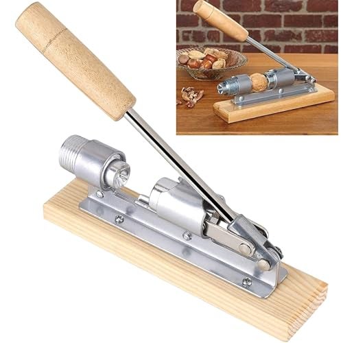 THW® Heavy Duty Nutcracker Manual Mechanical Lever Walnut Plier Shell Breaker with Wood Base & Handle for Hazelnuts Almonds Brazil Nuts Pecan - Image 1