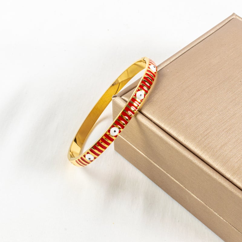 أسورة أستانليس ستيل ذهبي × أحمر - Image 2