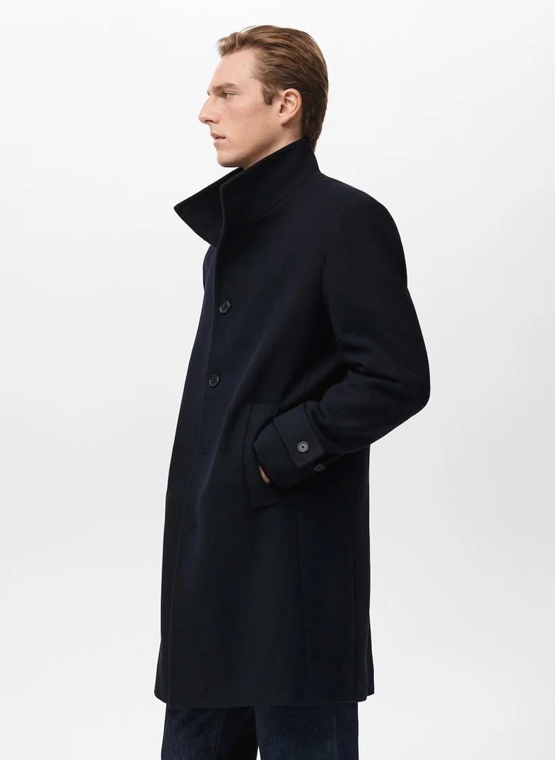 Mango Man  Wool funnel neck coat for Men | Best Price UAE