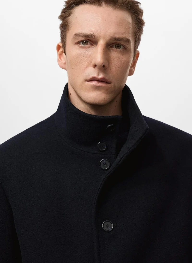 Mango Man  Wool funnel neck coat for Men | Best Price UAE