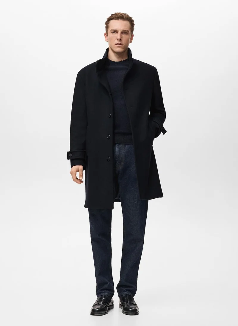 Mango Man  Wool funnel neck coat for Men | Best Price UAE