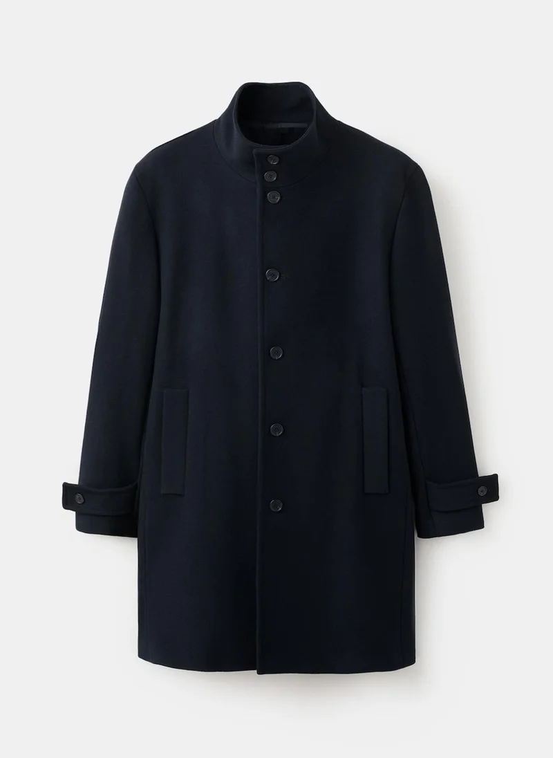 Mango Man  Wool funnel neck coat for Men | Best Price UAE