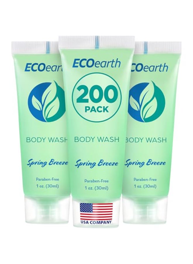 EcoEarth Travel Size Body Wash 1 fl oz 200 PK Spring Breeze Delight Your Guests with a Revitalizing and Refreshing Hotel Body Wash Quality Mini and Small Size Guest Hotel Toiletries in Bulk - Image 1