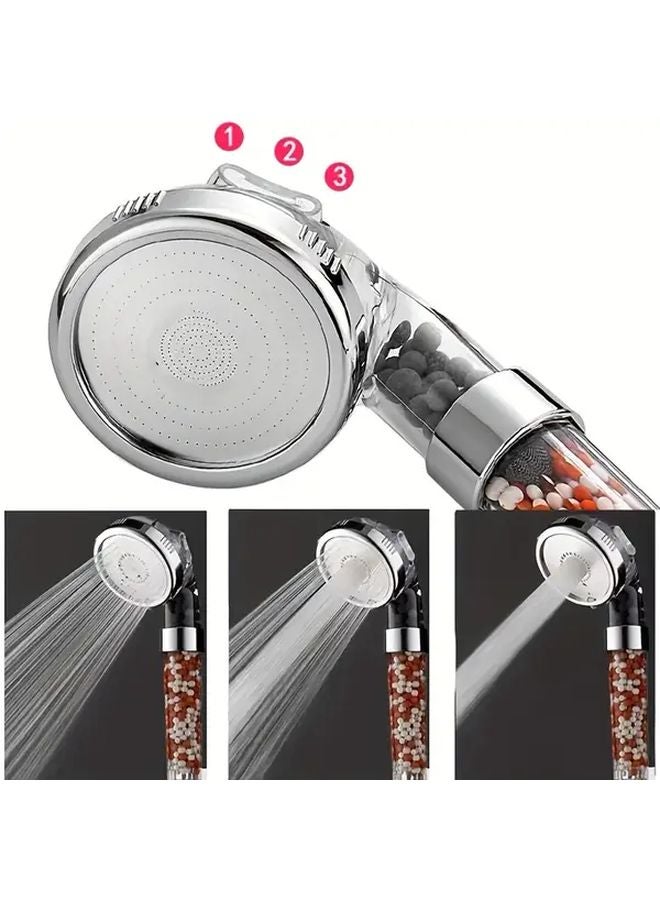 High Pressure Triple Adjustable Shower Head 80mm Stainless Steel Reinforced Filter 3 Spray Modes - Image 2