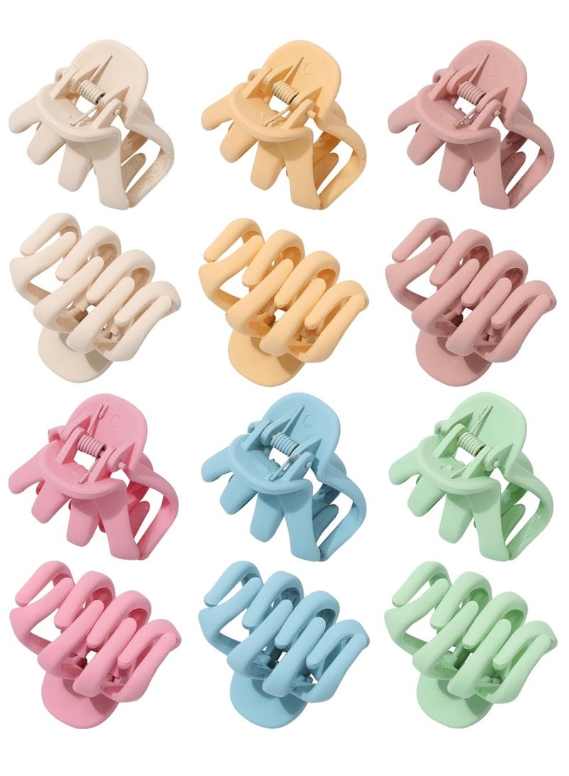 Mini Octopus Claw Design Hair Clip Set - 12 Pieces - Matte Pastel Colors, Strong and Secure Hair Clips - Image 1