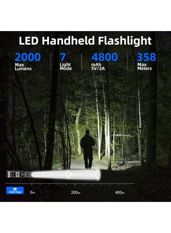 WUBEN C2 Torch Light Rechargeable, 2000 Lumens Tactical Flashlight 7 Modes Flash Light, Super Bright Torch IP68 Waterproof for Outdoor Camping Hiking Emergency - Image 4