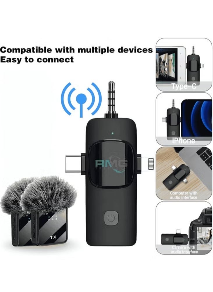 Tx 3-in-1 Wireless Lavalier Microphone F11-2 for Live Video Recording – High-Quality Lapel Mic for Smartphone, Camera & Computer, Clear Audio for Vlogging, Interviews, and Content Creation - Image 3