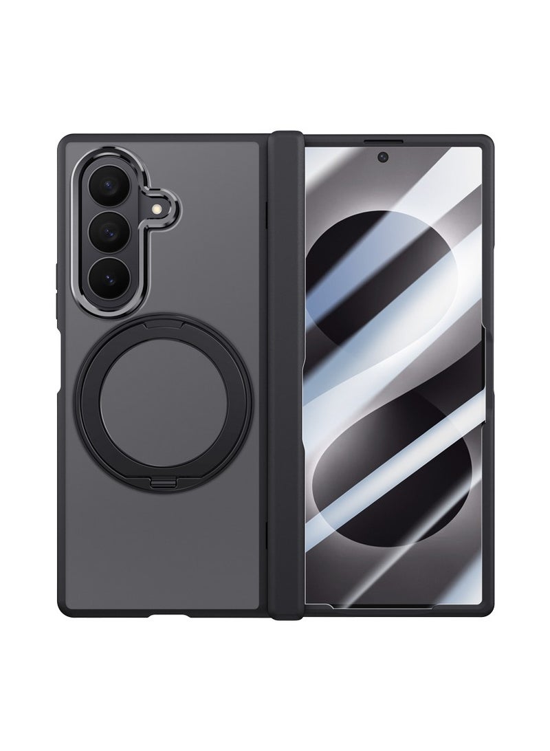 general Matte Semi-Transparent Magnetic Phone Case with Rotating Stand for Samsung Z Fold8, Full-Cover Shockproof Protective Cover - Image 1