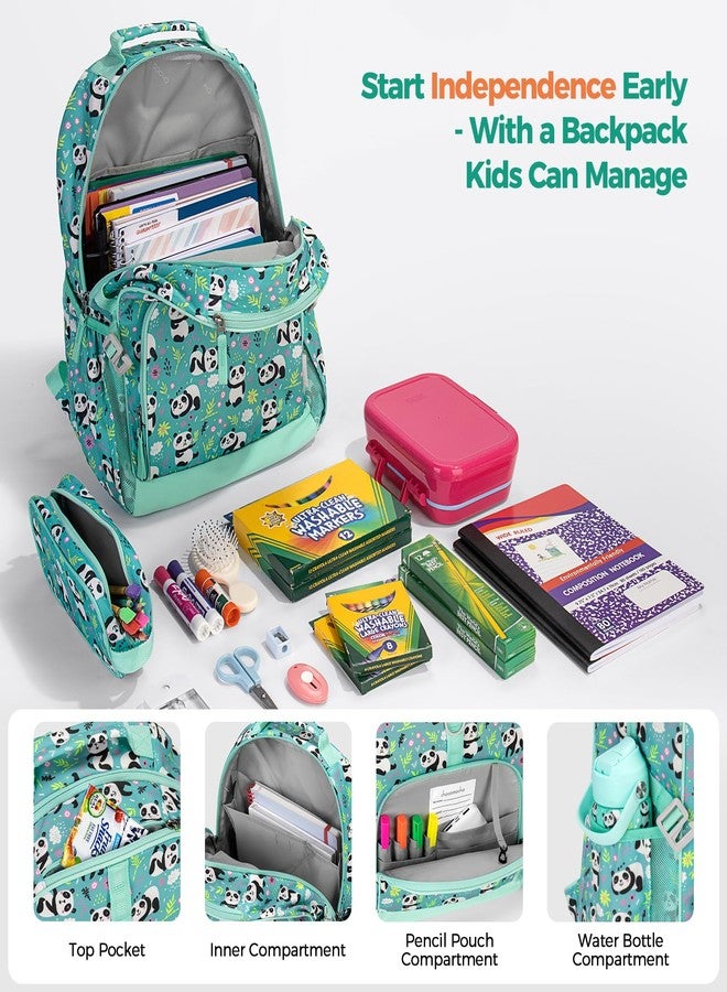 Choco Mocha Panda Backpack for Girls Preschool Backpack for Girls Pre Kindergarten Backpack for Kids 15 inch Backpack for Girls Pre K Daycare Bookbag 3-4 3-5 4-6 with Chest Strap Teal - Image 4